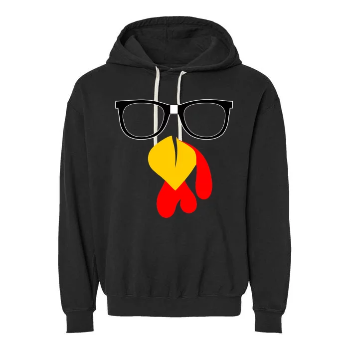 Hipster Turkey Nerd Glasses Thanksgiving Garment-Dyed Fleece Hoodie