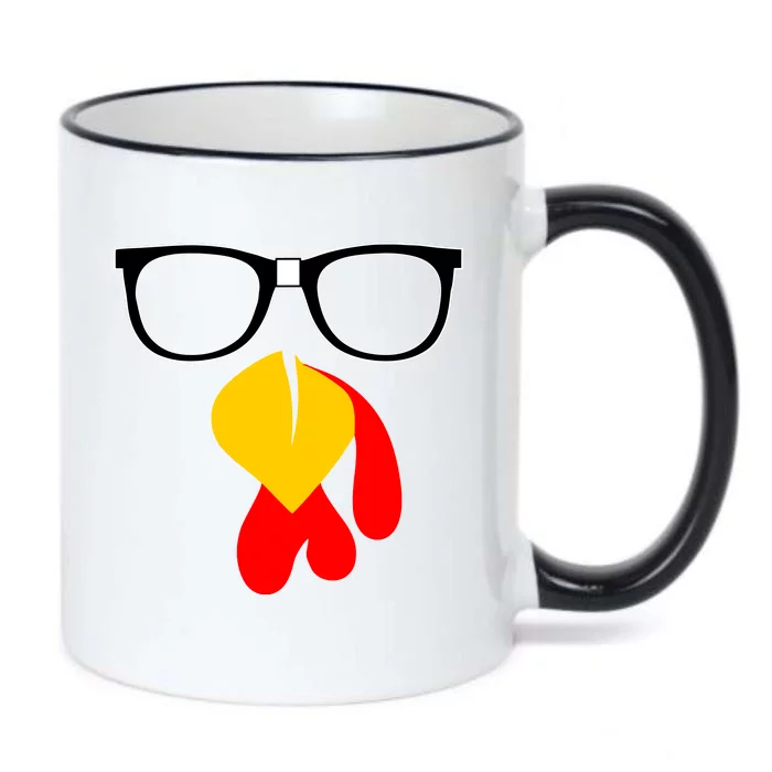 Hipster Turkey Nerd Glasses Thanksgiving Black Color Changing Mug