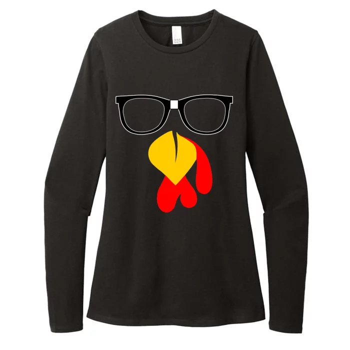 Hipster Turkey Nerd Glasses Thanksgiving Womens CVC Long Sleeve Shirt