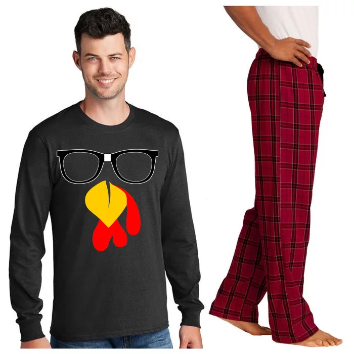 Hipster Turkey Nerd Glasses Thanksgiving Long Sleeve Pajama Set