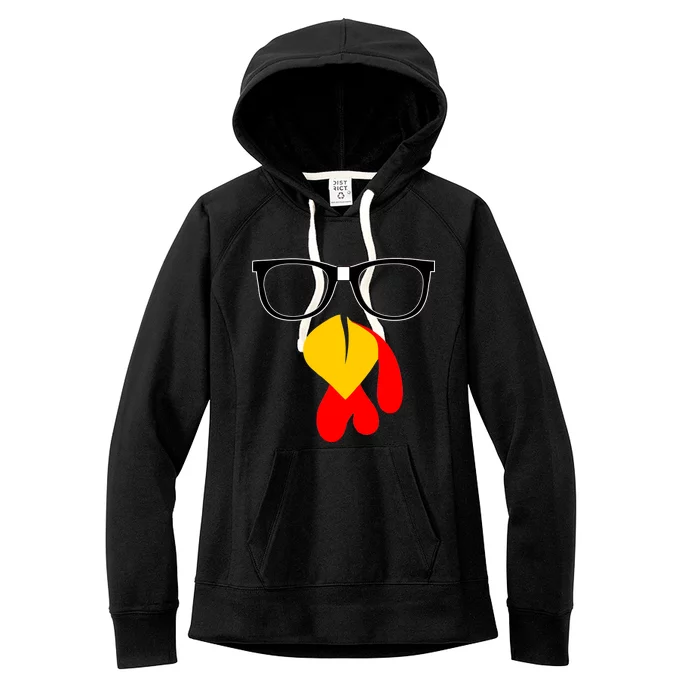 Hipster Turkey Nerd Glasses Thanksgiving Women's Fleece Hoodie