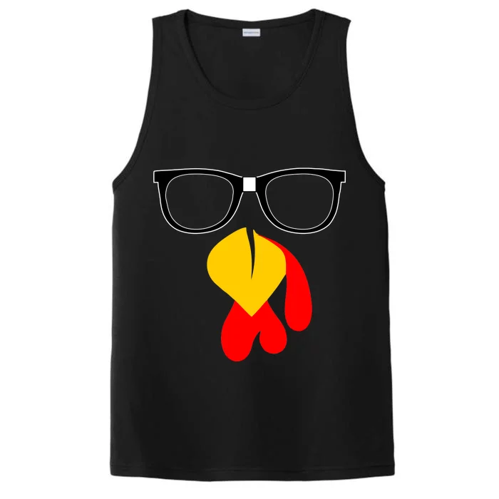 Hipster Turkey Nerd Glasses Thanksgiving Performance Tank