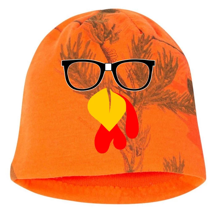 Hipster Turkey Nerd Glasses Thanksgiving Kati - Camo Knit Beanie