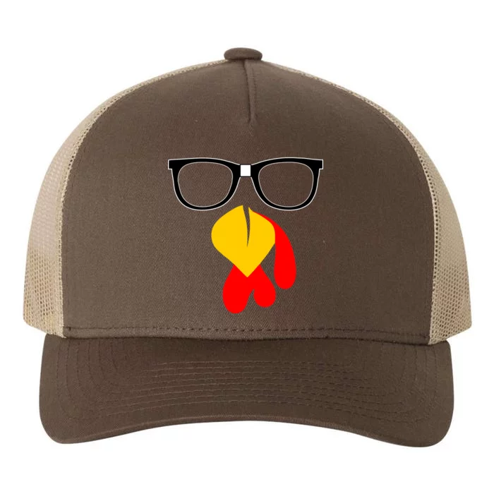 Hipster Turkey Nerd Glasses Thanksgiving Yupoong Adult 5-Panel Trucker Hat