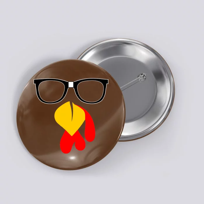 Hipster Turkey Nerd Glasses Thanksgiving Button