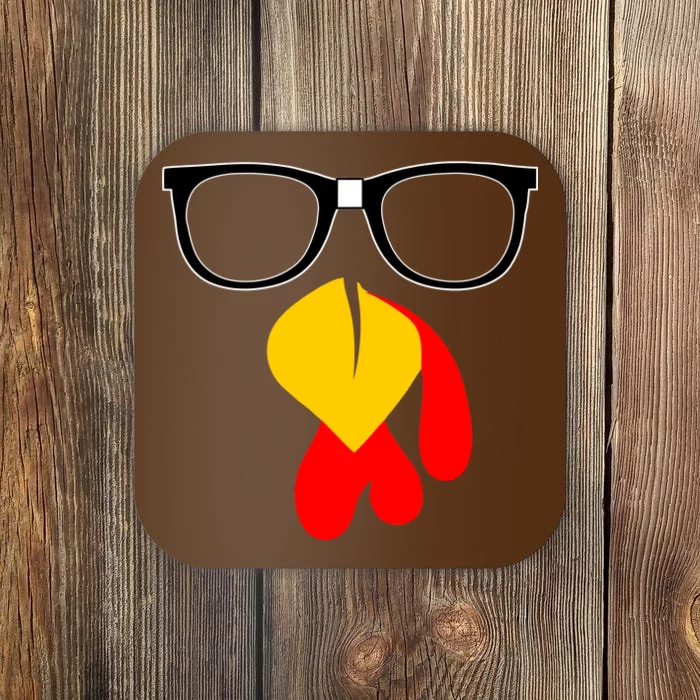 Hipster Turkey Nerd Glasses Thanksgiving Coaster