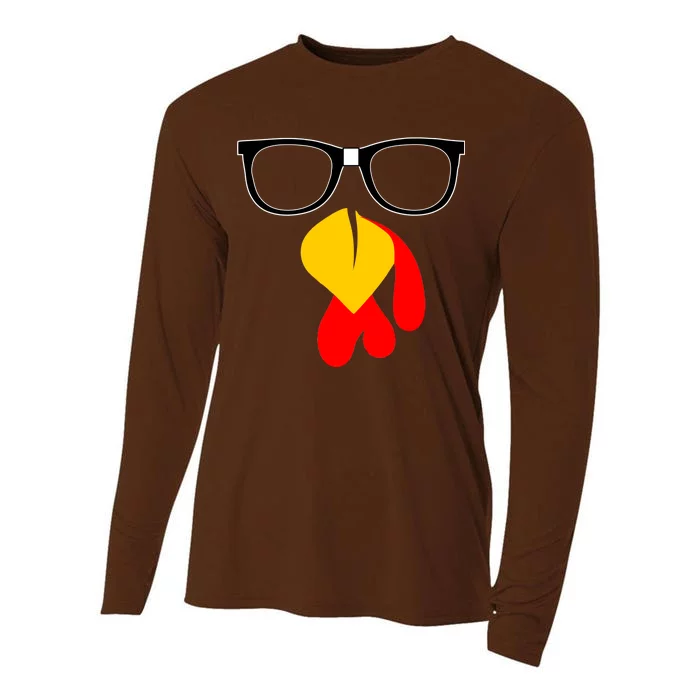 Hipster Turkey Nerd Glasses Thanksgiving Cooling Performance Long Sleeve Crew