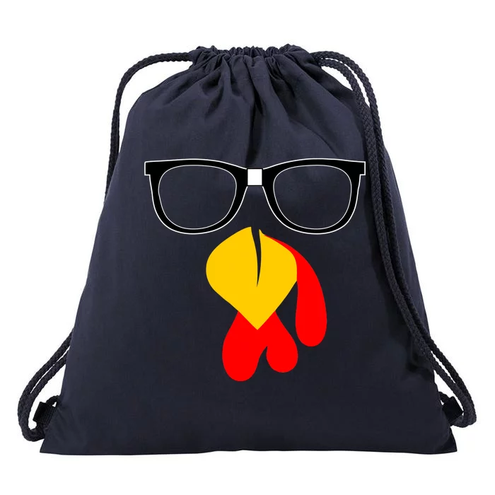 Hipster Turkey Nerd Glasses Thanksgiving Drawstring Bag