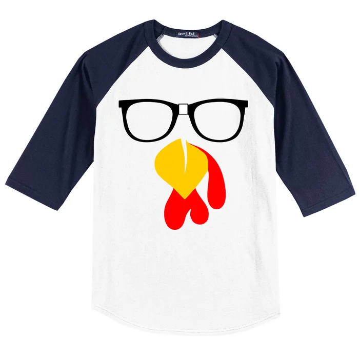 Hipster Turkey Nerd Glasses Thanksgiving Baseball Sleeve Shirt