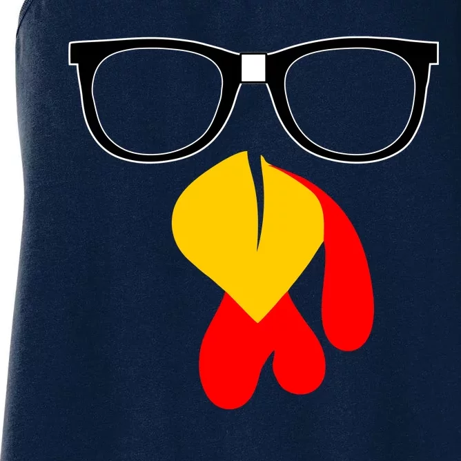 Hipster Turkey Nerd Glasses Thanksgiving Women's Racerback Tank