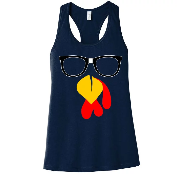 Hipster Turkey Nerd Glasses Thanksgiving Women's Racerback Tank