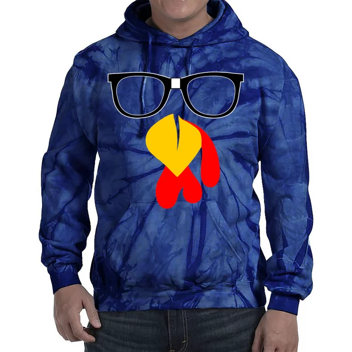 Hipster Turkey Nerd Glasses Thanksgiving Tie Dye Hoodie