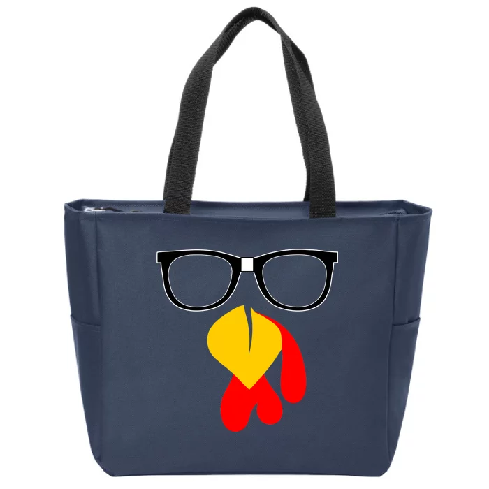 Hipster Turkey Nerd Glasses Thanksgiving Zip Tote Bag