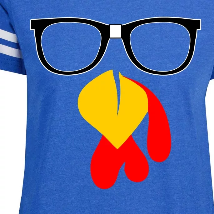 Hipster Turkey Nerd Glasses Thanksgiving Enza Ladies Jersey Football T-Shirt