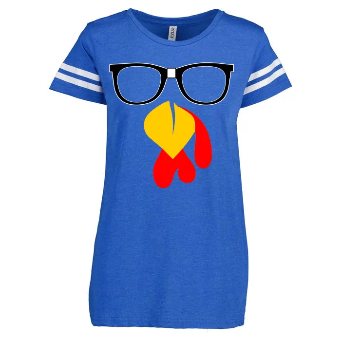 Hipster Turkey Nerd Glasses Thanksgiving Enza Ladies Jersey Football T-Shirt