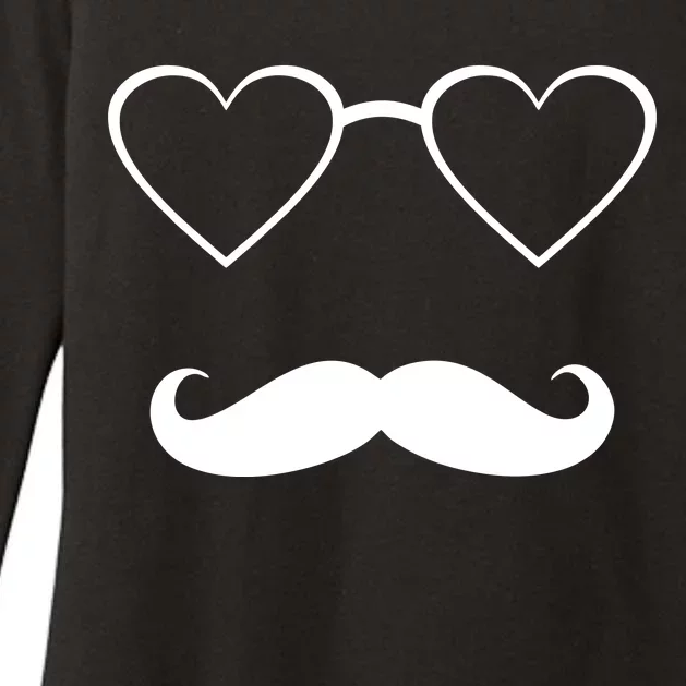 Hipster Valentine's Day Heart Glasses w/ Mustache Womens CVC Long Sleeve Shirt