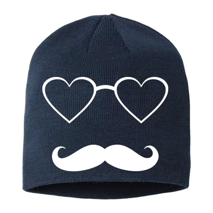 Hipster Valentine's Day Heart Glasses w/ Mustache 8 1/2in Sustainable Knit Beanie