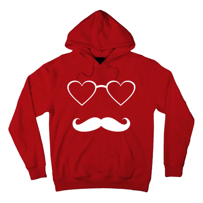 Hipster Valentine's Day Heart Glasses w/ Mustache Hoodie