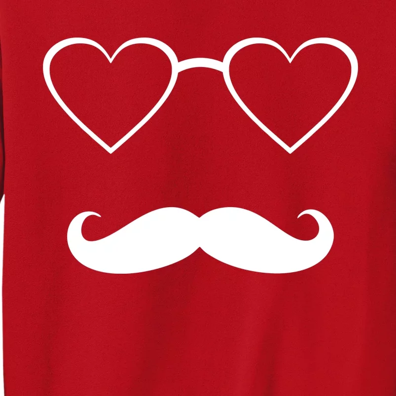 Hipster Valentine's Day Heart Glasses w/ Mustache Sweatshirt