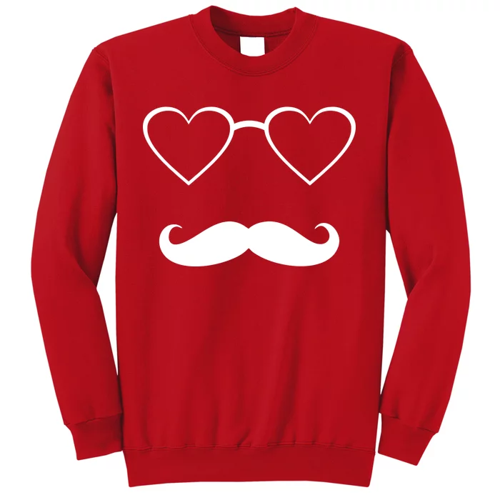 Hipster Valentine's Day Heart Glasses w/ Mustache Sweatshirt