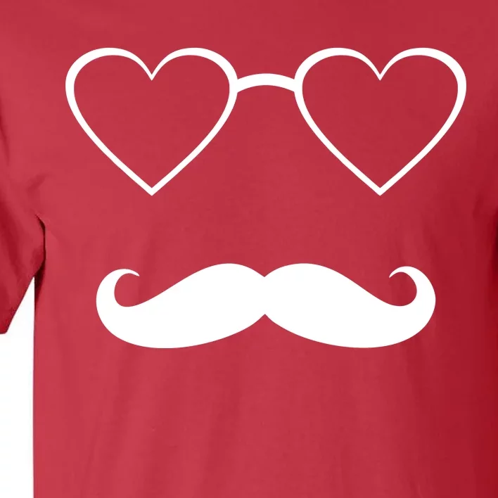 Hipster Valentine's Day Heart Glasses w/ Mustache Tall T-Shirt