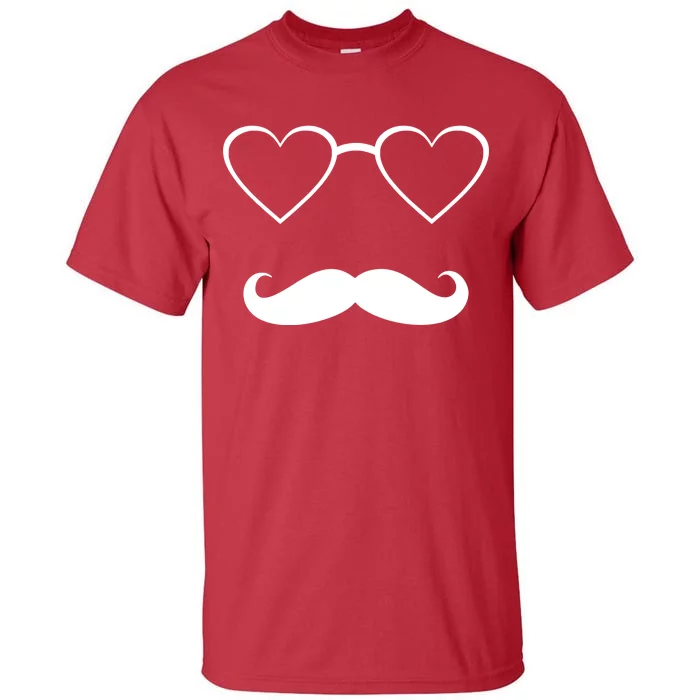 Hipster Valentine's Day Heart Glasses w/ Mustache Tall T-Shirt