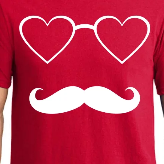 Hipster Valentine's Day Heart Glasses w/ Mustache Pajama Set