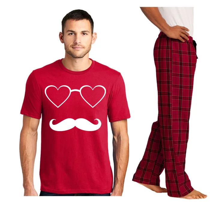 Hipster Valentine's Day Heart Glasses w/ Mustache Pajama Set