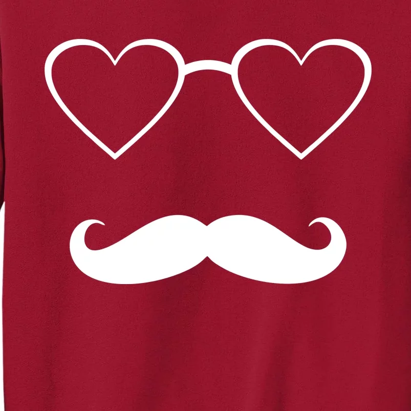 Hipster Valentine's Day Heart Glasses w/ Mustache Tall Sweatshirt