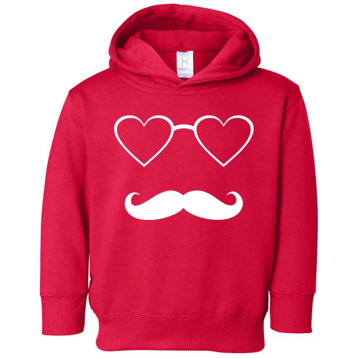 Hipster Valentine's Day Heart Glasses w/ Mustache Toddler Hoodie