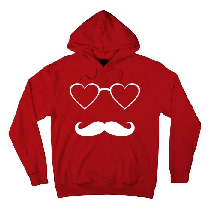 Hipster Valentine's Day Heart Glasses w/ Mustache Tall Hoodie