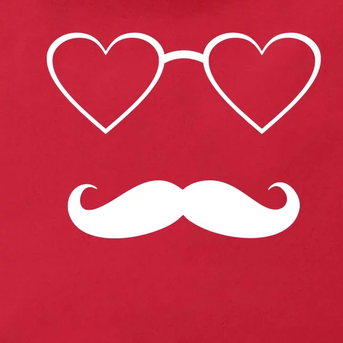 Hipster Valentine's Day Heart Glasses w/ Mustache Zip Tote Bag