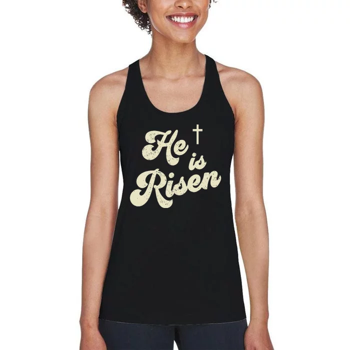 He Is Risen Cross Jesus Easter Day Christians Women's Racerback Tank