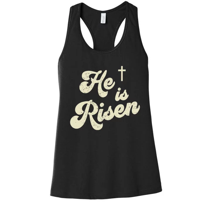 He Is Risen Cross Jesus Easter Day Christians Women's Racerback Tank