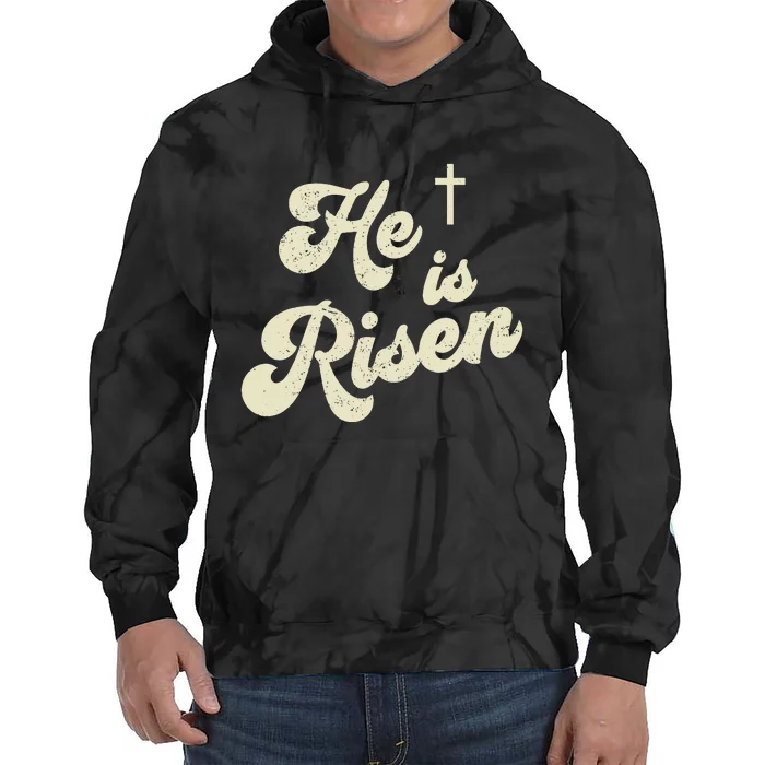 He Is Risen Cross Jesus Easter Day Christians Tie Dye Hoodie