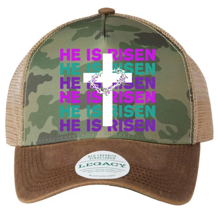 He Is Risen Retro Cross Easter Legacy Tie Dye Trucker Hat