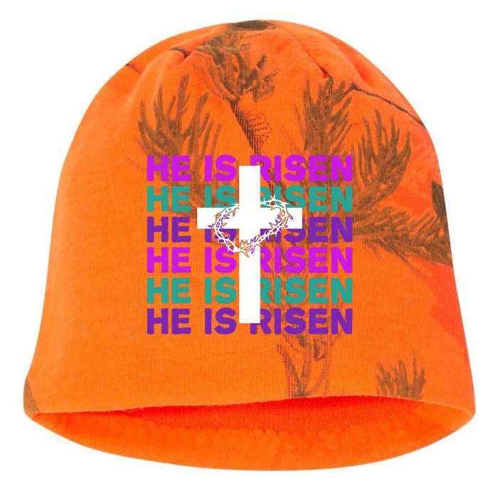 He Is Risen Retro Cross Easter Kati - Camo Knit Beanie