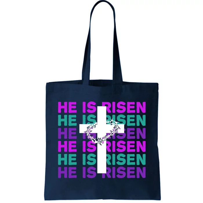 He Is Risen Retro Cross Easter Tote Bag