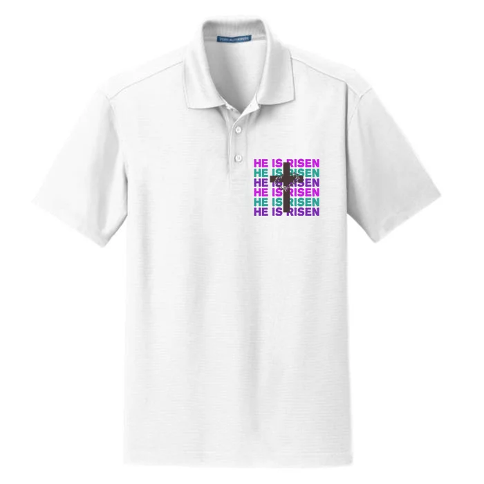 He Is Risen Retro Cross Easter Dry Zone Grid Performance Polo