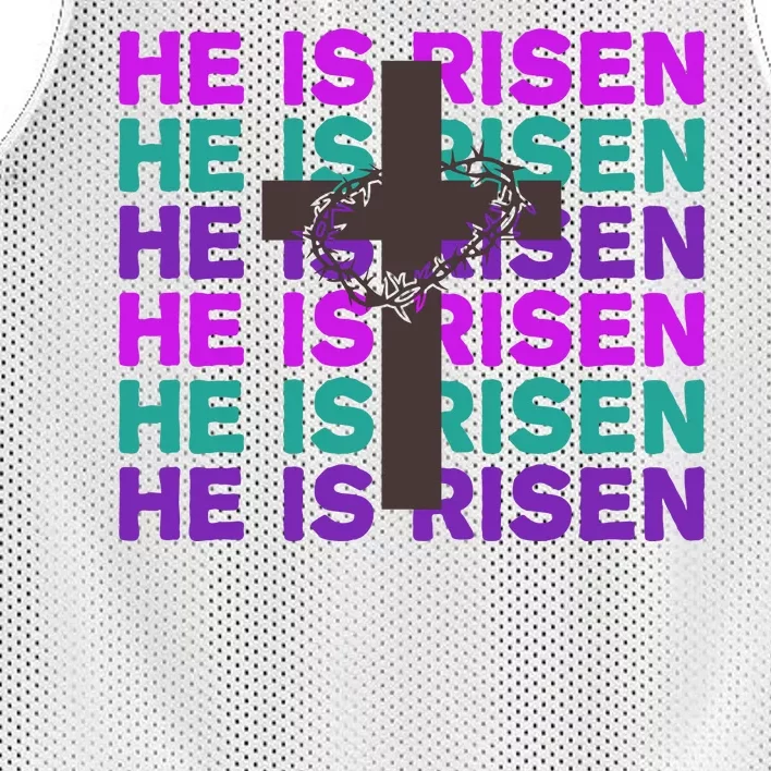 He Is Risen Retro Cross Easter Mesh Reversible Basketball Jersey Tank