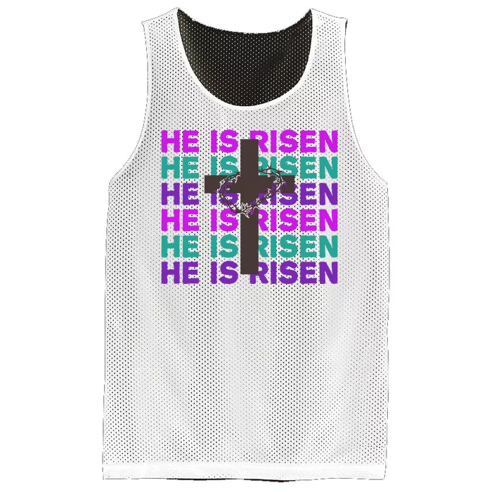 He Is Risen Retro Cross Easter Mesh Reversible Basketball Jersey Tank