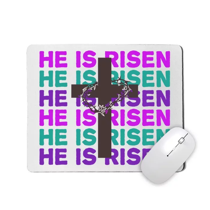 He Is Risen Retro Cross Easter Mousepad