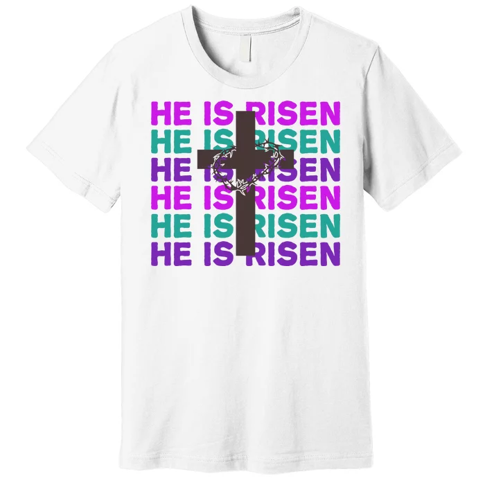 He Is Risen Retro Cross Easter Premium T-Shirt