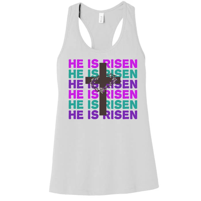 He Is Risen Retro Cross Easter Women's Racerback Tank