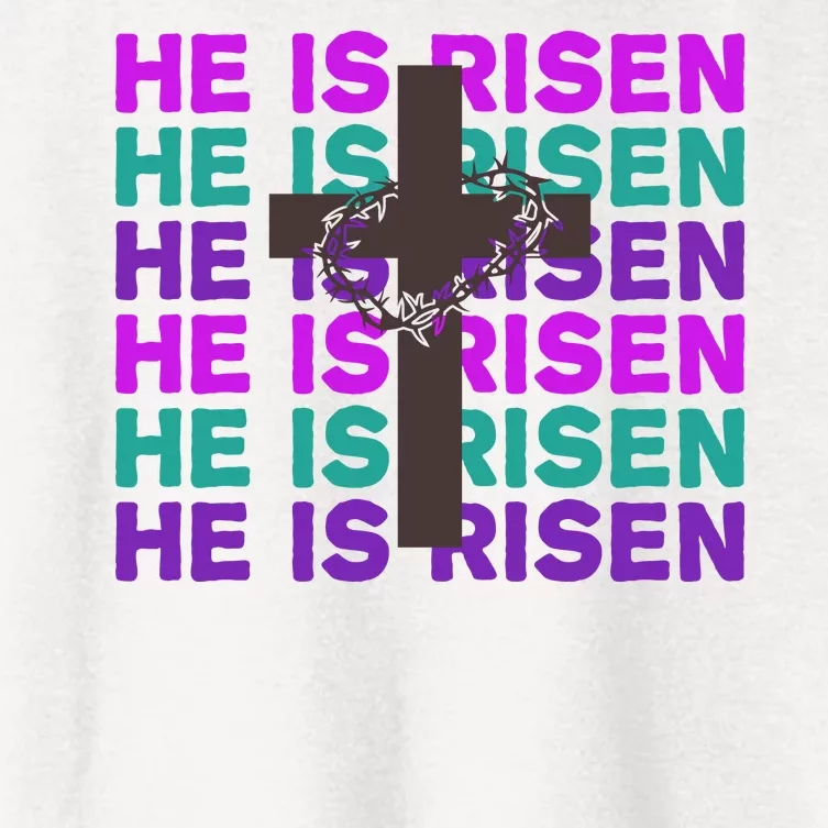 He Is Risen Retro Cross Easter Women's Crop Top Tee