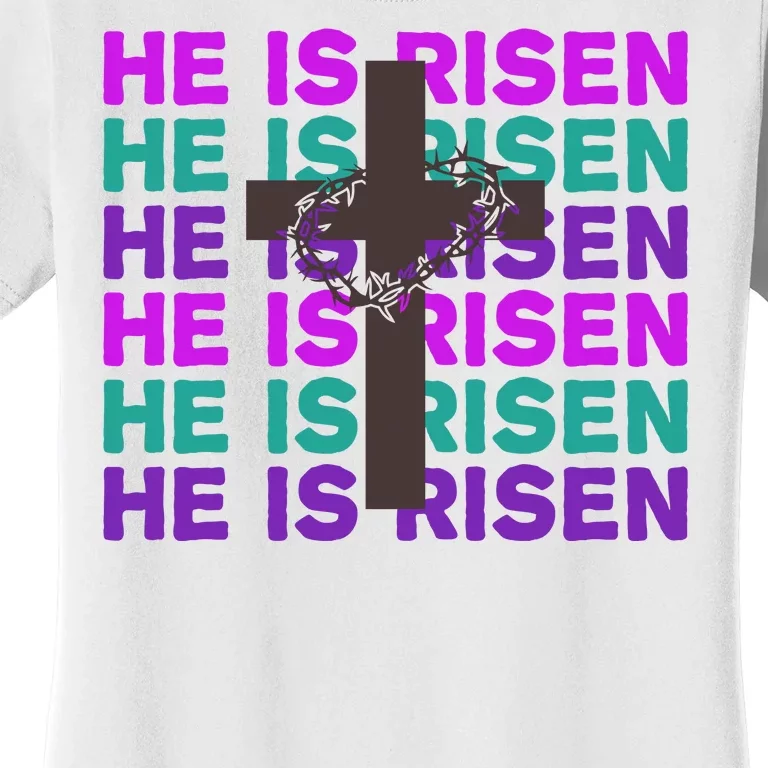 He Is Risen Retro Cross Easter Women's T-Shirt