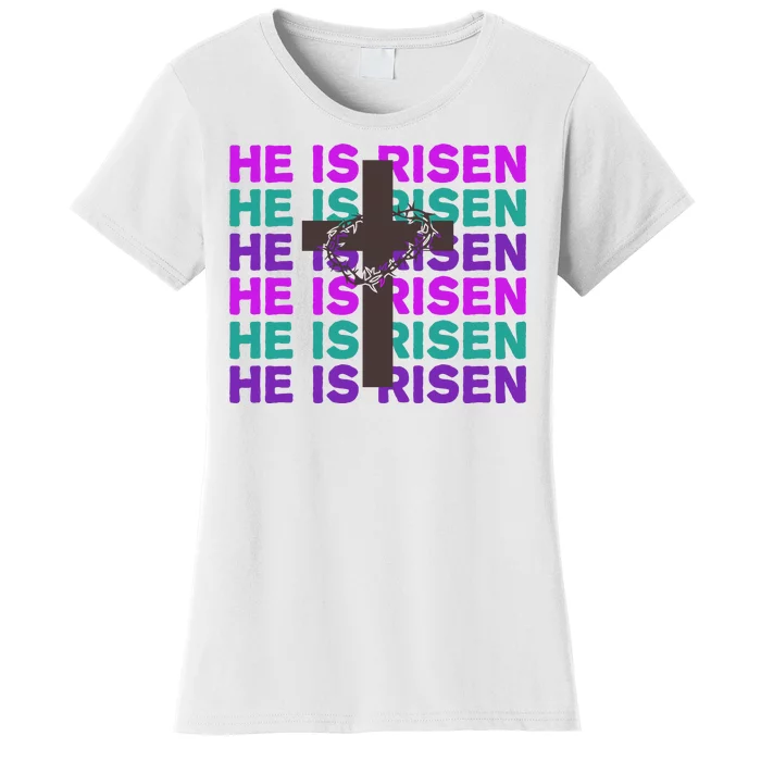 He Is Risen Retro Cross Easter Women's T-Shirt