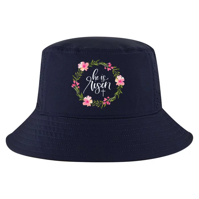 He Is Risen Jesus Christian Happy Easter Floral Wreath Cool Comfort Performance Bucket Hat