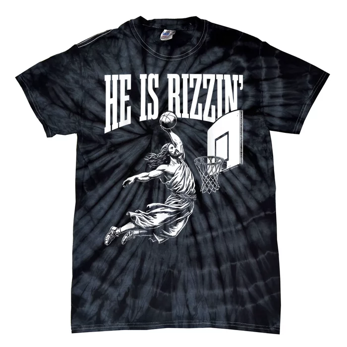 He Is Rizzin Funny Jesus Basketball Meme Tie-Dye T-Shirt