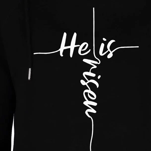 He Is Risen Easter Day Jesus Cross Religious Christian Bible Womens Funnel Neck Pullover Hood